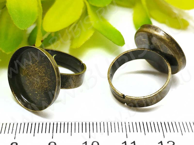 Основа (заготовка) для кольца 140 18мм с круглым сеттингом 18мм античная бронза (Brass)