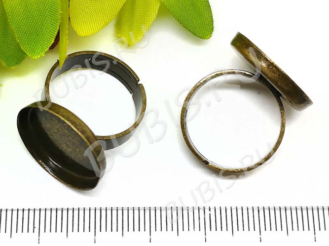 Основа (заготовка) для кольца 140 18мм с круглым сеттингом 18мм античная бронза (Brass)