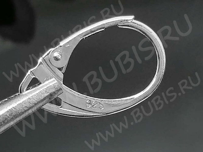 Швензы с французским замком №50 посеребрённые с пробой 925 18*11*2,5мм серебристые (Sterling Silver plated) (1 пара)