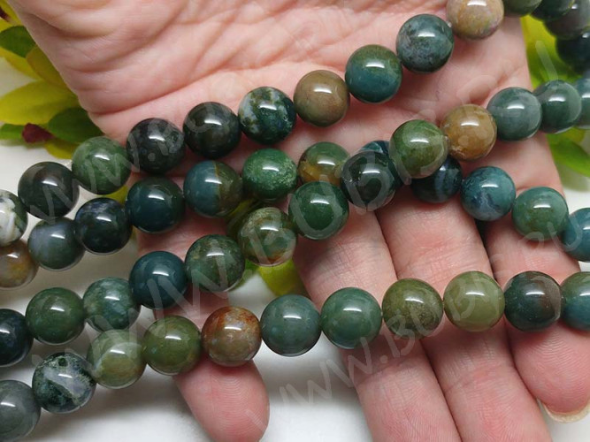 (ОПТ) Бусина округлая 10мм Агат Индийский (камни) (НИТЬ)