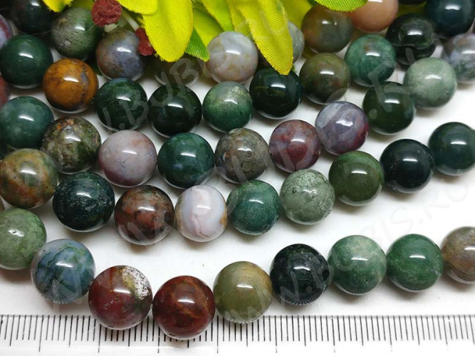 (ОПТ) Бусина округлая 10мм Агат Индийский (камни) (НИТЬ)