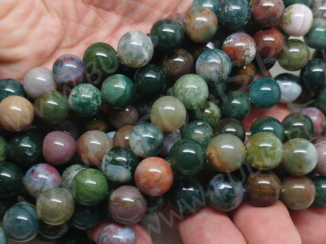 (ОПТ) Бусина округлая 10мм Агат Индийский (камни) (НИТЬ)