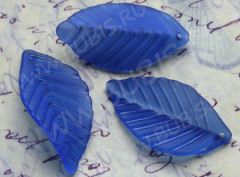 Подвеска акриловый Листик 11 матовый 36*18,5*7мм синий полупрозрачный (акрил)