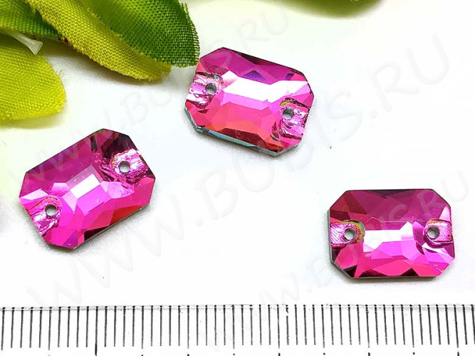 Декоративный элемент 077 Страз пришивной коннектор прямоугольный 14*10*4мм Хамелеон радужный (стекло)