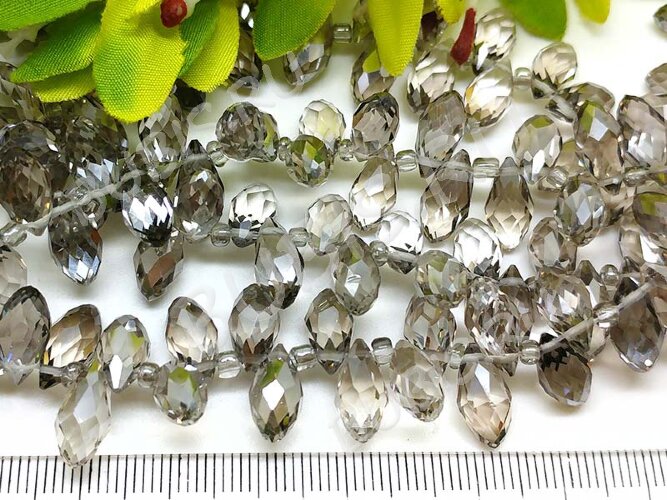 (СКИДКИ!!!) Подвеска Капля гранёная 12*6*5,5мм Хрусталь Раухтопаз прозрачный (имитация Сваровски) (10шт.)