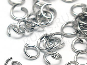 Колечки одинарные 5*1мм Ювелирная сталь цвет платины (Хирургическая сталь) (50шт)