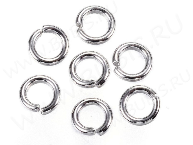 Колечки одинарные 5*1мм Ювелирная сталь цвет платины (Хирургическая сталь) (50шт)