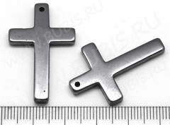 Подвеска гематит 07 Крестик 33*21,5*3,5мм (камни)
