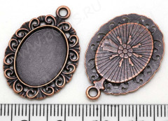 Подвеска-сеттинг Овал 30 (сеттинг 18*13мм) 30*21*1,9мм античная медь (литьё)