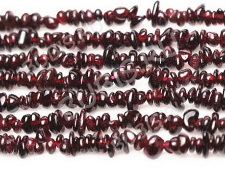Крошка (галтовка) каменная 205 5-9мм Гранат натуральный (камни) (нить примерно 52-55см)