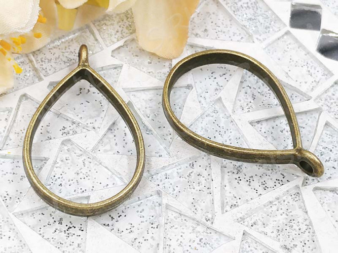 Подвеска Рамка 03 Капля 34*20,5*5,9мм античная бронза (литьё)