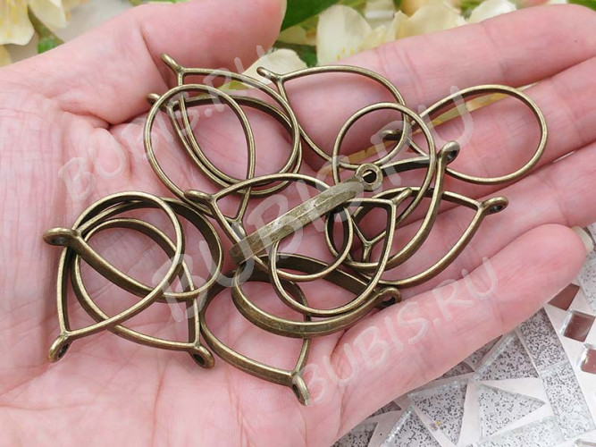 Подвеска Рамка 03 Капля 34*20,5*5,9мм античная бронза (литьё)