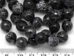 (ОПТ) Бусина округлая ГРАНЁНАЯ 10мм Агат Африканский Змеиный чёрный (камни) (НИТЬ)