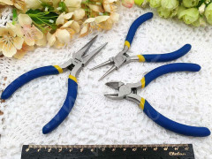 Комплект инструментов 06 самые нужные 3 инструмента 10-13см сине-жёлтый и цвет платины (инструменты для бижутерии)