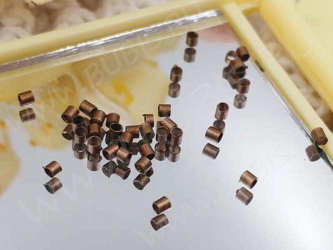 Зажимные бусины 01 трубочки 1,5-2мм античная медь (Brass) (ок.100шт.)