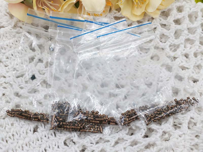 Зажимные бусины 01 трубочки 1,5-2мм античная медь (Brass) (ок.100шт.)