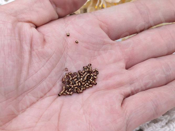 Зажимные бусины 01 трубочки 1,5-2мм античная медь (Brass) (ок.100шт.)