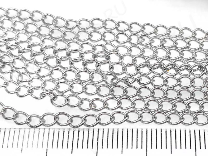 Цепочка S14 Ювелирная сталь 6,5*4,3*1мм цвет платины (Хирургическая сталь)(50см)