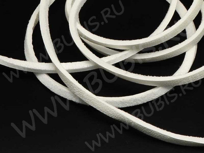 Шнур кожаный 49 кожзам полоска 2,7*1,5мм кремовый белый (1м)
