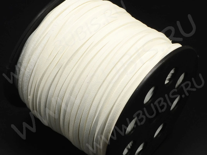 Шнур кожаный 49 кожзам полоска 2,7*1,5мм кремовый белый (1м)
