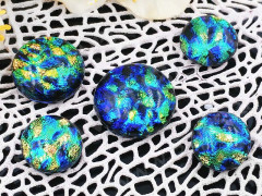 Кабошон Фьюзинг 049 Круглый 12-18мм Дихроик на черном Сине-зеленый-желто-фиолетовый Рельеф DD