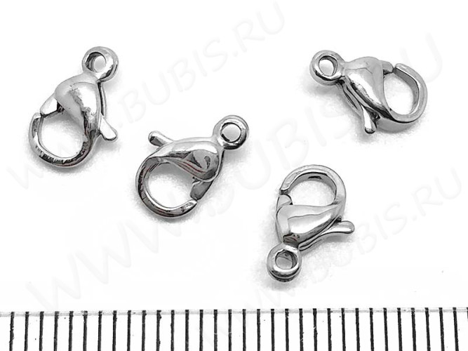 Замочек карабин №078 11*7*3,5мм цвет платины (Хирургическая сталь)