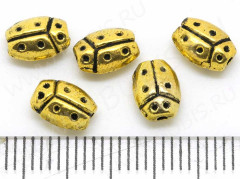 (СКИДКИ!!!) Бусина 180 Божья коровка 01 7,5*5*4мм античное золото (литьё) (10шт.)
