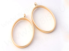 Подвеска Рамка 01 овал 39*24*5,8мм матовая золотистая (литьё)