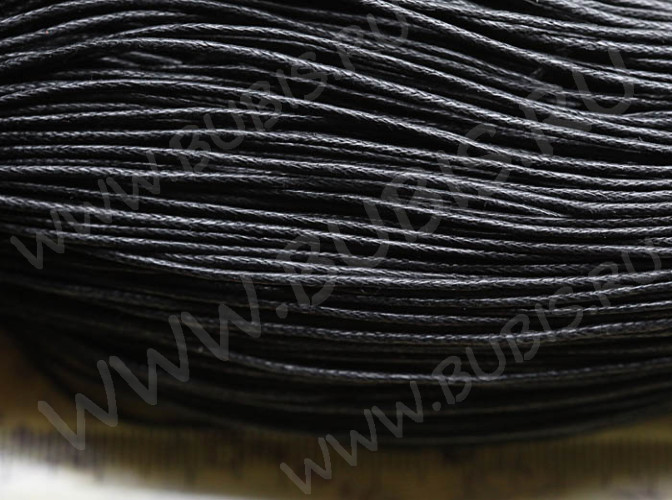 (СКИДКИ!!!) Вощёный х/б шнур 1мм чёрный (ок. 70м)