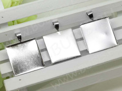 Подвеска-сеттинг Квадрат 03 (сеттинг 20*20мм) 30*22,5*2,1мм цвет платины (Brass)