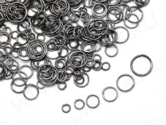 (СКИДКИ!!!) МИКС колечек 17 одинарные микс 4-10мм чёрный никель (Iron) (25гр)