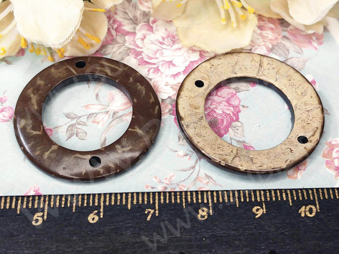 Коннектор кокосовый 01 Круг рамка 30*30*3мм коричнево-бежевый (кокос)