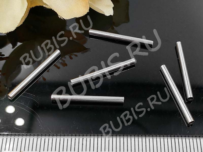 (СКИДКИ!!!) Трубочка металлическая 27 прямая 15*1,5*1,5мм цвет платины (Хирургическая сталь) (10шт.)