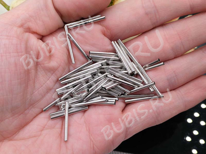 (СКИДКИ!!!) Трубочка металлическая 27 прямая 15*1,5*1,5мм цвет платины (Хирургическая сталь) (10шт.)