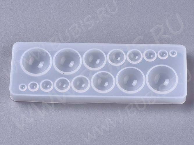 Молд 216 для эпоксидной смолы 132*44*12мм Кабошоны Полусферы 4-22мм (силикон)