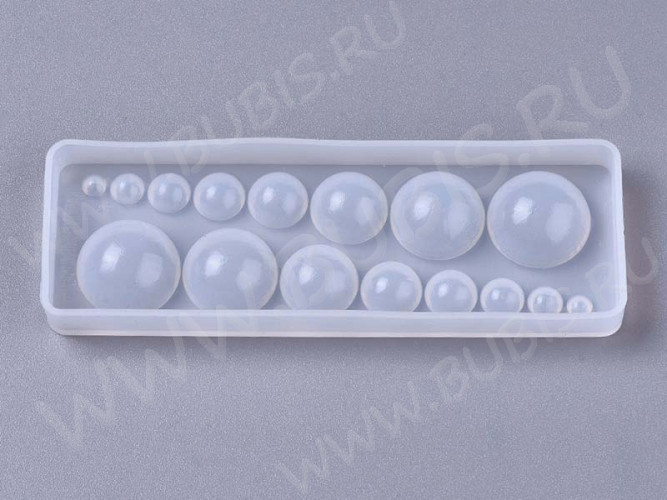 Молд 216 для эпоксидной смолы 132*44*12мм Кабошоны Полусферы 4-22мм (силикон)