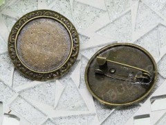 Основа (заготовка) для броши №66 булавка с ажурным сеттингом 20мм Цветочек 26*26*7мм античная бронза (Brass и Iron)