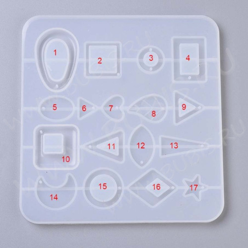 Молд 223 для эпоксидной смолы 165*157*7мм Кулоны и Подвески микс (силикон)