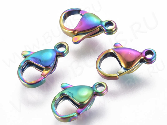 Замочек карабин №092 12*7*3,5мм мультиколор (Хирургическая сталь)