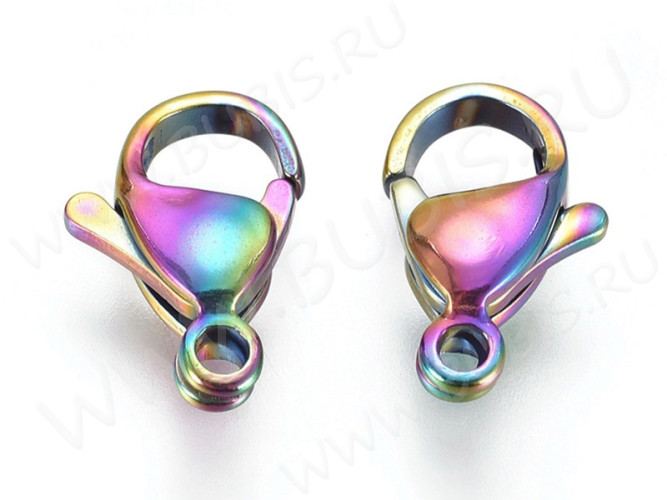 Замочек карабин №092 12*7*3,5мм мультиколор (Хирургическая сталь)