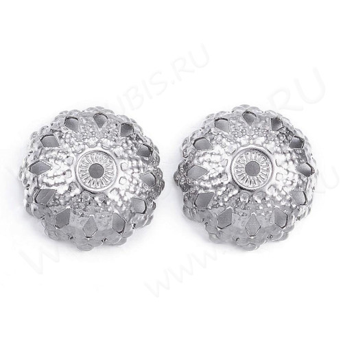 Шапочка тонкая 114 ажурная чашечка 12*12*5мм цвет платины (Хирургическая сталь)