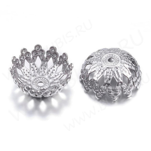 Шапочка тонкая 114 ажурная чашечка 12*12*5мм цвет платины (Хирургическая сталь)