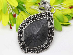 Кулон 19 имитация камня со стразами 88*49*14мм античное серебро и т.серый (металл, резин и стекло)