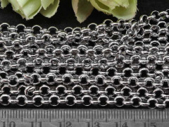 Цепочка S61 Ювелирная сталь Ролло (Rolo) 6*6*2мм цвет платины (Хирургическая сталь) (50см)