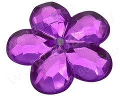 Бусина акрил Цветочек 25 кабошон 12*11,5*2мм сиреневый прозрачно-непрозрачный (акрил)