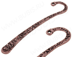 Основа (заготовка) для закладки 08 с узором Цветочки 77*15,5*2,4мм античная медь (литьё)