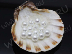 Бусина Округлая 55 &quot;Жемчуг&quot; пупырчатый 8*7,5мм белый (акрил) (10шт.)