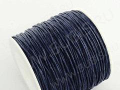 Вощёный хлопковый шнур 1мм темно-синий на катушке (84м)