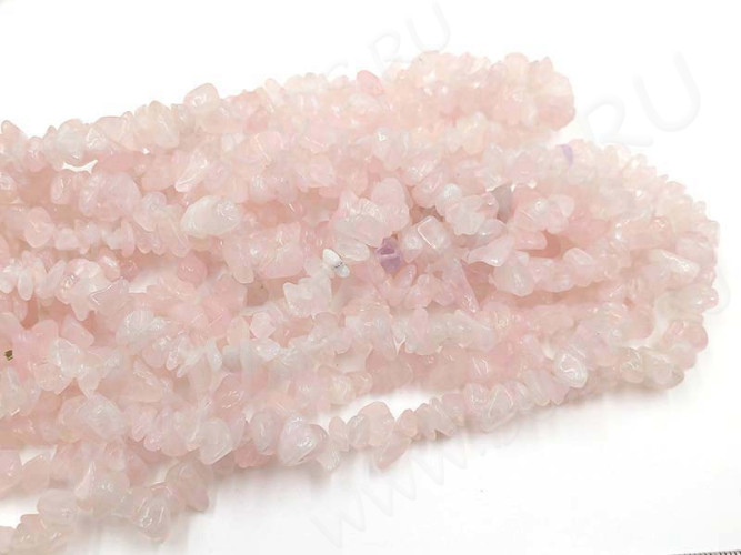 Крошка (галтовка) каменная 103 5-9мм Кварц бело-бледно-розовый натуральный (камни) (нить 43-45см)
