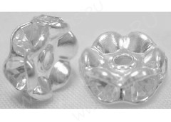 Рондель 05 8*8*3,5мм серебристый с прозрачными стразами (Brass)